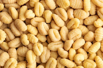 Uncooked potato gnocchi. Tasty italian food.