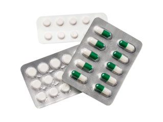 Tablets in strip isolated on white