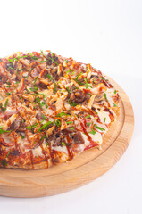 Delicious ready to eat pizza isolated white background junk food