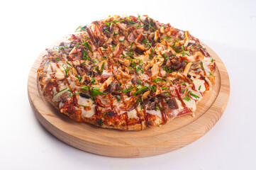 Delicious ready to eat pizza isolated white background junk food