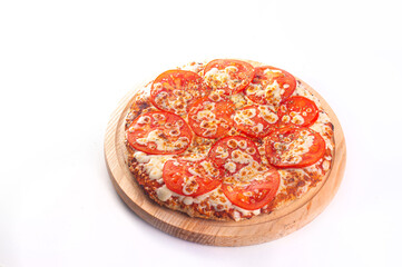 Delicious ready to eat pizza isolated white background junk food