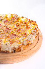 Delicious ready to eat pizza isolated white background junk food