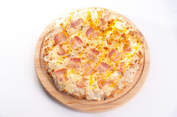 Delicious ready to eat pizza isolated white background junk food