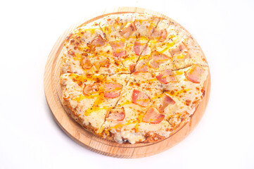 Delicious ready to eat pizza isolated white background junk food