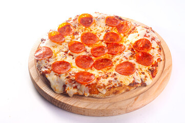 Delicious ready to eat pizza isolated white background junk food