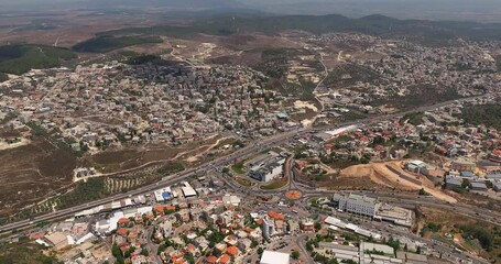 Um al Fahm city rooftops in Northern Israel, Drone footage.