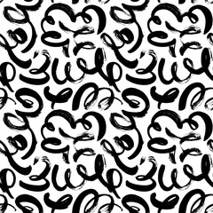Seamless pattern with swirled lines. Freehand vector curved brush strokes. Modern simple geometric texture. Brushstrokes, smears, lines, squiggle pattern. Hand drawn abstract wallpaper design