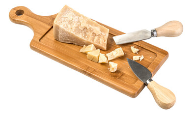 The chopped parmesan cheese isolated