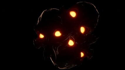 Punk Skull VJ Loop - stylized punk rock skull with spiky bones on the head moving on the beat in seamless loop. Use it in your next VJ thematic sets, metal and gothic festivals, Halloween rave parties