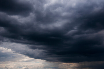 Dark dramatic clouds in the sky before the rain 