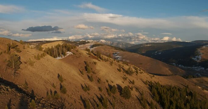 Aerial of the greater Yellowstone area at sunset