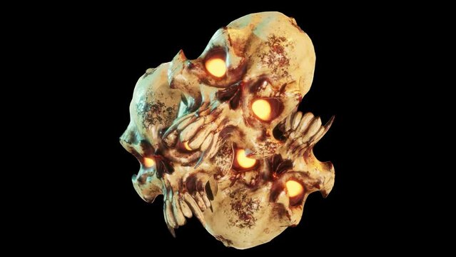 Punk Skull VJ Loop - stylized punk rock skull with spiky bones on the head moving on the beat in seamless loop. Use it in your next VJ thematic sets, metal and gothic festivals, Halloween rave parties