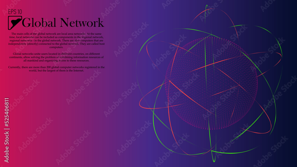 Poster scientific and technological sphere. connection to the global network. protection of cloud data. abs
