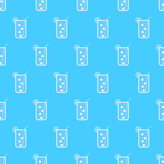 Cocktail seamless pattern. Icons of alcohol drink with cocktail straw and slice lemon. Cocktail party background. Modern design for print on wrapping paper, wallpaper, packaging. Vector illustration