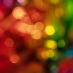 Obraz premium Blurred bokeh background for Christmas and New Year holiday. Abstract colorful wallpaper with defocused lights. Copy space