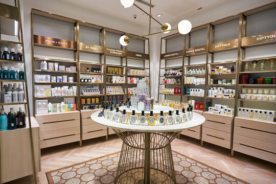 KUALA LUMPUR, MALAYSIA - CIRCA JANUARY, 2020: Diptyque fragrances on display at KENS apothecary store in Suria KLCC shopping mall in Kuala Lumpur.