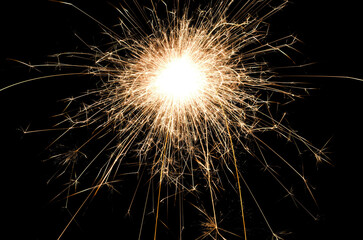 sparks of bengal lights insulated on a black background