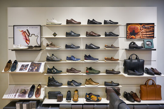 KUALA LUMPUR, MALAYSIA - CIRCA JANUARY, 2020: interior shot of ECCO store in Suria KLCC shopping mall in Kuala Lumpur.