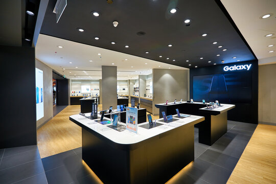 KUALA LUMPUR, MALAYSIA - CIRCA JANUARY, 2020: interior shot of Samsung Store at Suria KLCC shopping mall in Kuala Lumpur.