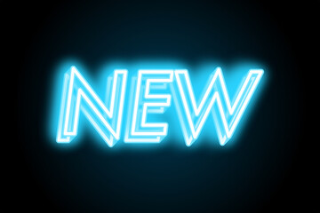 New glowing neon sign text on black background 