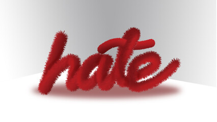 Hate fuzzy calligraphy word red