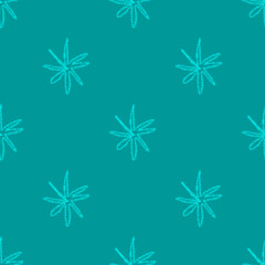 Hand Drawn Snowflakes Christmas Seamless Pattern. Subtle Flying Snow Flakes on chalk snowflakes Background. Adorable chalk handdrawn snow overlay. Fresh holiday season decoration.