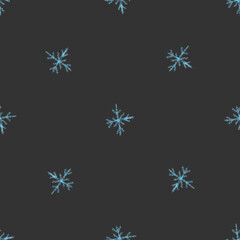 Hand Drawn Snowflakes Christmas Seamless Pattern. Subtle Flying Snow Flakes on chalk snowflakes Background. Adorable chalk handdrawn snow overlay. Bewitching holiday season decoration.