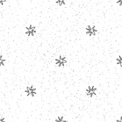 Hand Drawn Snowflakes Christmas Seamless Pattern. Subtle Flying Snow Flakes on chalk snowflakes Background. Appealing chalk handdrawn snow overlay. Awesome holiday season decoration.