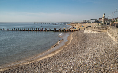 Fototapeta na wymiar The seaside town of Lowestoft on the Suffolk Coast. Captured on a bright and sunny morning