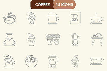 Coffee shop icon set. Coffee shop vector line icon.  