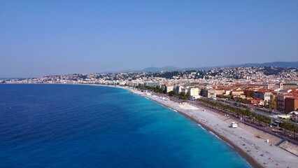 Fototapeta na wymiar drone photo promenade des anglais Nice France europe