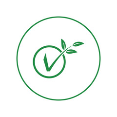 Tree leaf checkmark seedling icon | Circle version icon |