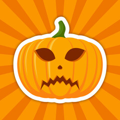 Note sticker with Halloween Pumpkin, vector