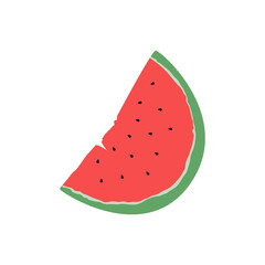 Watermelon illustration ripe summer watermelon with pits and cut slice. Vector drawing of fruit for design
