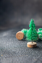 christmas background New Year holiday atmosphere christmas tree meal food on the table copy space food background rustic top view