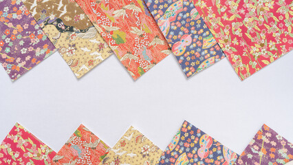 日本の千代紙・和柄の背景・Japanese gaily colored paper