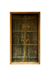 old vintage window worn wooden door isolated