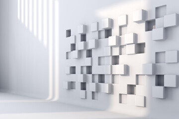 3d Abstract Architecture Background. Illustration of White Modern Geometric