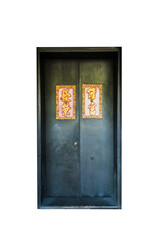 old vintage window worn wooden door isolated