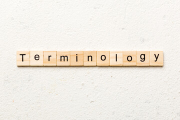 terminology word written on wood block. terminology text on table, concept - obrazy, fototapety, plakaty