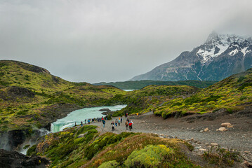 Fototapeta na wymiar Torres del Paine landscape with big river