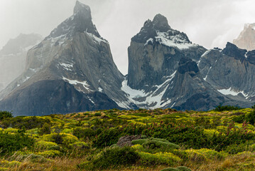paysage dans les montagnes de Los Cuernos, Torres del Paine