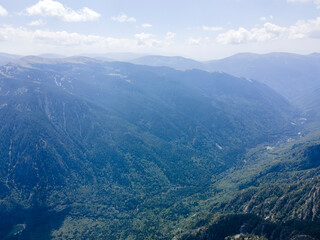 Fototapeta premium Aerial view of Rila Mountain near Lovnitsa peak, Bulgaria