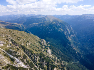 Fototapeta na wymiar Aerial view of Rila Mountain near Lovnitsa peak, Bulgaria