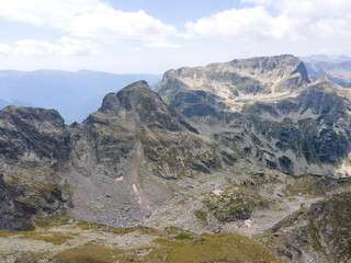 Aerial view of Rila Mountain near Lovnitsa peak, Bulgaria