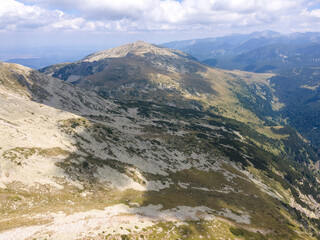 Aerial view of Rila Mountain near Lovnitsa peak, Bulgaria