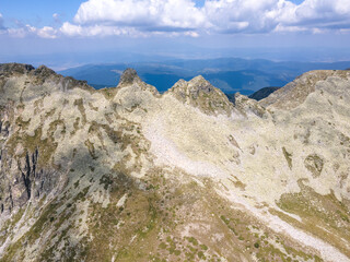 Aerial view of Rila Mountain near Lovnitsa peak, Bulgaria