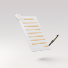 3d realistic Copywriting, writing icon. Document and pens. Vector illustration.
