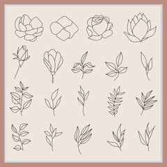 Abstract flower and leaf line art design for coloring book