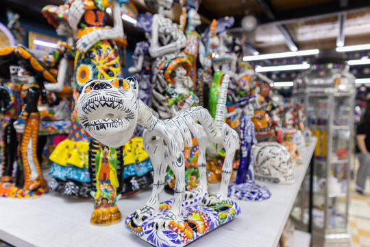 day of the dead pottery talavera dog skelleton mexican culture traditional adornment souvenir